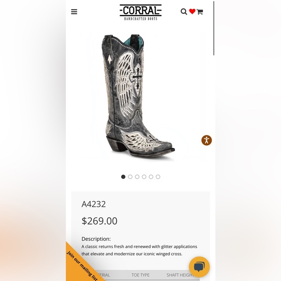 A4232 NEVER WORN / NEW CORRAL COWGIRL BOOTS - Picture 6 of 8